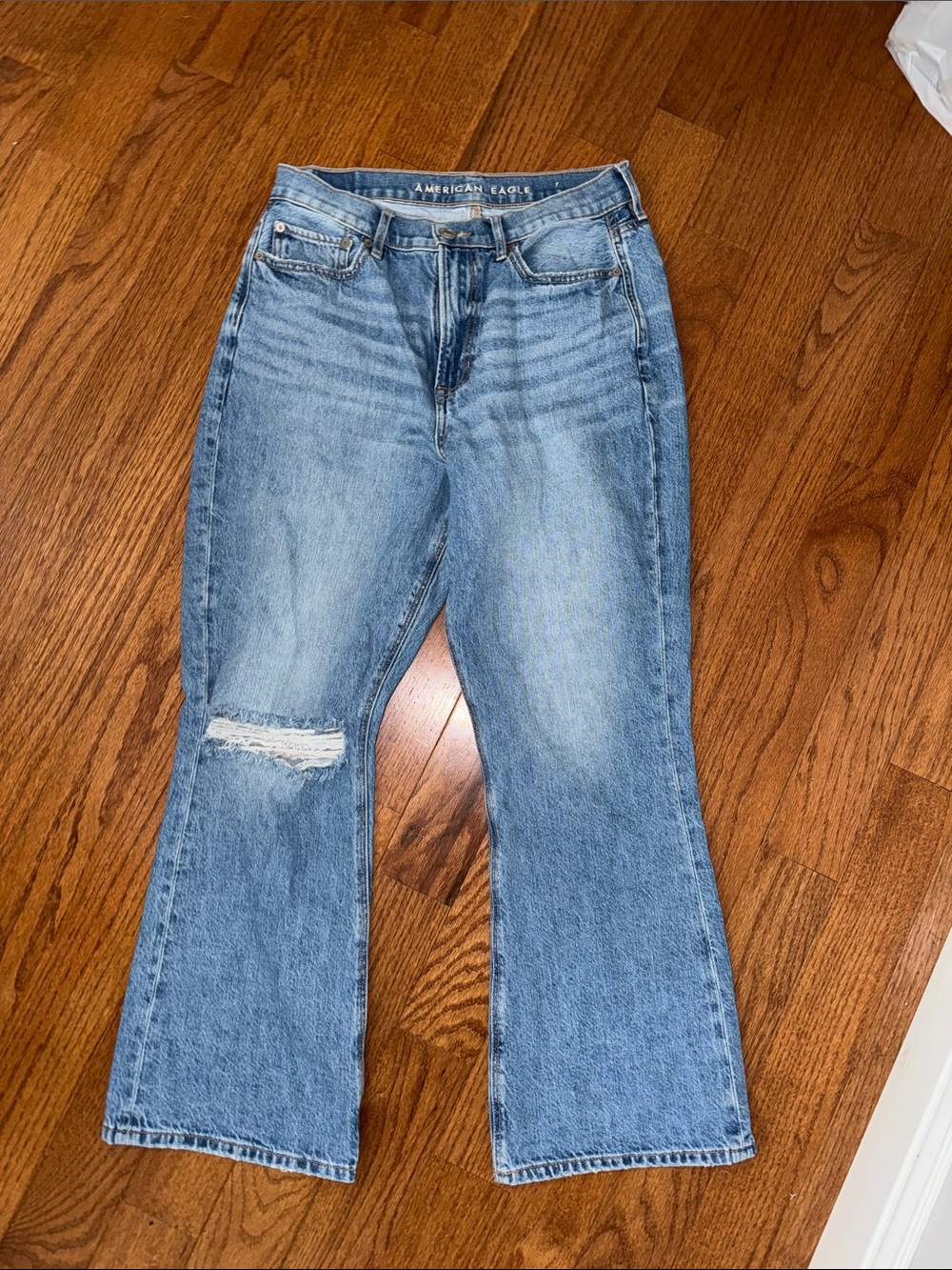 American Eagle Outfitters high rise 90s Distressed Flare Jeans